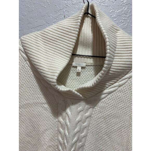 Talbots Short Sleeve Sweater Top Lambswool blend Sz XL Off White Cozy Cowl Neck - Picture 4 of 7